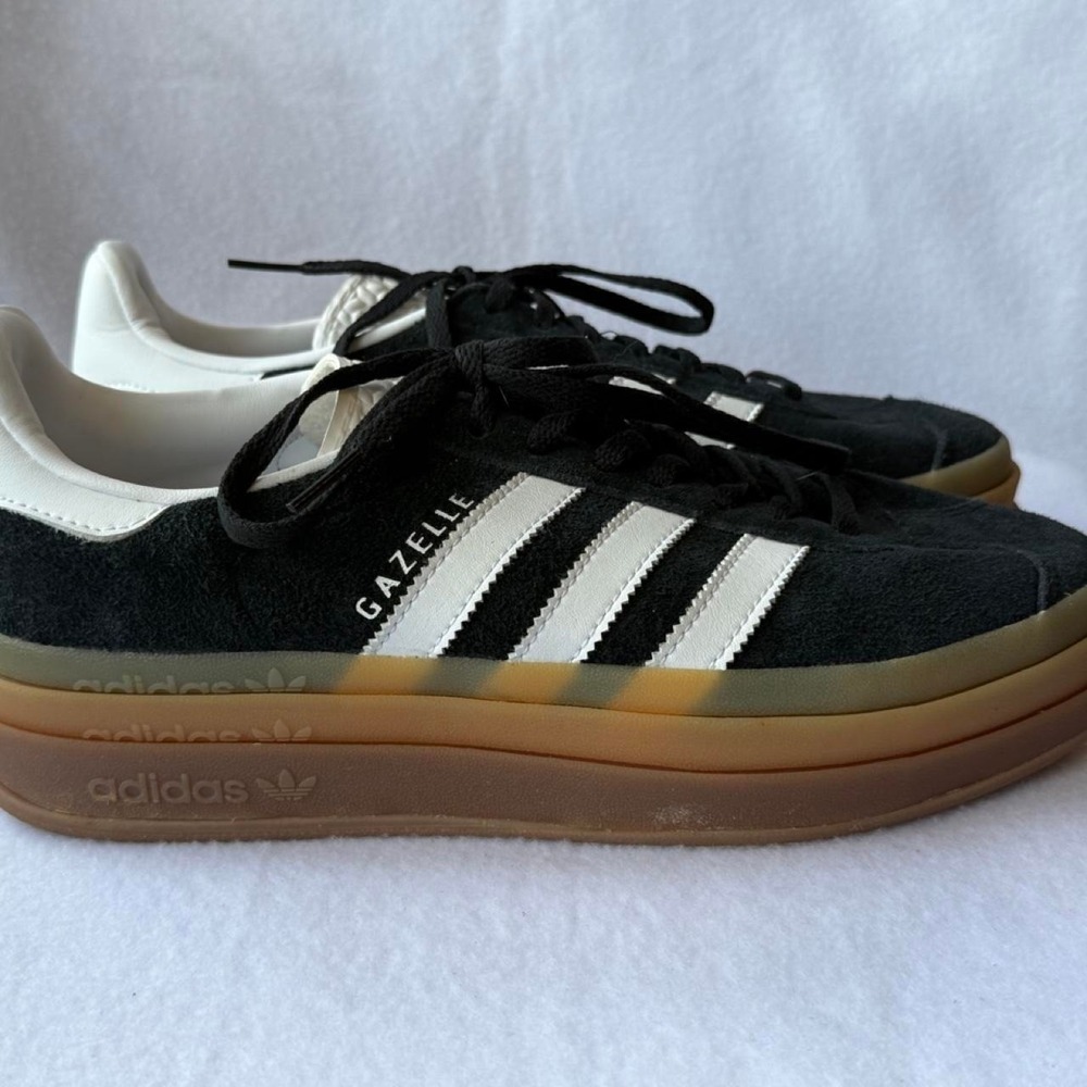 Adidas Gazelle Bold Core Black White Gum Platform Sneakers IE0876 Womens 8.5